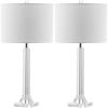 SAFAVIEH Lighting Collection Tyrone Modern Crystal Column 27-inch Bedroom Living Room Home Office Desk Nightstand Table Lamp Set of 2 (LED Bulbs Included)