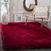 SAFAVIEH Luxe Shag Collection Area Rug – 5′ x 8′, Ivory, Handmade Glam, 3.2-inch Thick Ideal for High Traffic Areas in Living Room, Bedroom (SGX160A)(Red)