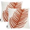 SAFAVIEH Pillow Collection 18-Inch Fern Leaf Pillow, White and Rust, Set of 2