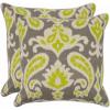 SAFAVIEH Pillow Collection 22-Inch Paisley Pillow, Blue and Grey, Set of 2(Lime)