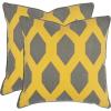 SAFAVIEH Pillows Collection Allen Decorative Pillow, 18-Inch, Yellow and Grey, Set of 2