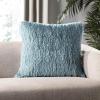 SAFAVIEH Soleil Indoor/Outdoor Shag Throw Pillow, 22″x22″, Champagne(Blue)