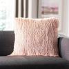 SAFAVIEH Soleil Indoor/Outdoor Shag Throw Pillow, 22″x22″, Champagne(Blush)