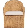 Safavieh Couture Home Collection Solomon Rattan, Natural/Beige Cushion Water Hyacinth Dining Chair (Fully Assembled) CWK2000A, Rattan