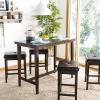 Safavieh Home Collection Billy 5 Piece Pub Set, Dark Brown and Black