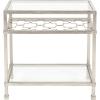 Safavieh Home Collection Hanzel Silver Leaf Glass Side Table(Silver / Glass)