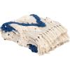 Safavieh Home Collection Lila Grace Boho Grey and Beige Fringe 50 x 60-inch Throw Blanket(Navy / Beige)