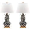 Safavieh Lighting Collection Color Swirls Glass Navy and White Table Lamp, Set of 2(Black/White – Set of 2)