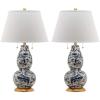 Safavieh Lighting Collection Color Swirls Glass Navy and White Table Lamp, Set of 2(Navy/White – Set of 2)