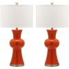 Safavieh Lighting Collection Lola Column Orange Table Lamp, Set of 2(Orange – Set of 2)