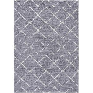 SAFAVIEH Area Rug 8×10 – Arizona Shag Collection – Large – Ivory & Beige, Moroccan Boho Design, Non-Shedding & Easy to Clean, Ideal for Living Room, Bedroom, Dining Space (ASG743A)(Dark Grey/Ivory)
