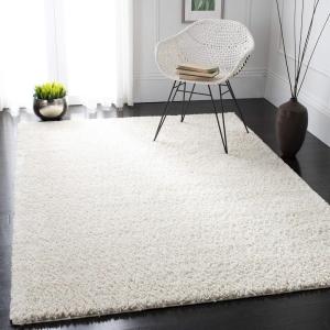 SAFAVIEH Area Rug 8×10 – August Shag Collection – Large – White, Solid Pattern, Non-Shedding & Easy Cleaning, Plush Thick Pile, Ideal for Living Room, Bedroom, Dining Space (AUG900A)(Ivory)