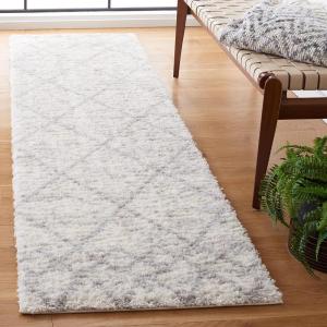 SAFAVIEH Area Rug 8×10 – Berber Shag Collection – Large – Ivory & Grey, Moroccan Design, Non-Shedding & Easy Cleaning, Plush Thick Pile, Ideal for Living Room, Bedroom, Dining Space (BER574G)(Grey/Ivory)