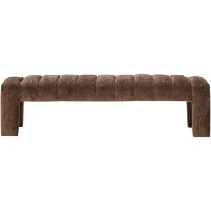 SAFAVIEH Couture Collection – Bellisima Dark Green Channel Tufted Chenille Bench, Modern Upholstered Accent Seating (SFV5127K)(Brown)
