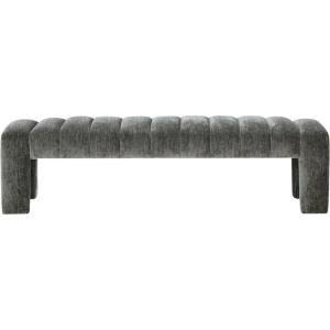 SAFAVIEH Couture Collection – Bellisima Dark Green Channel Tufted Chenille Bench, Modern Upholstered Accent Seating (SFV5127K)(Dark Green)