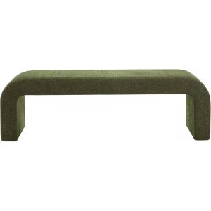 SAFAVIEH Couture Collection – Caralynn Brown Chenille Upholstered Bench, Modern Waterfall Curved Silhouette, Fully Assembled (SFV5027S)(Dark Green)