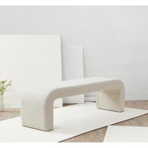 SAFAVIEH Couture Collection – Caralynn Brown Chenille Upholstered Bench, Modern Waterfall Curved Silhouette, Fully Assembled (SFV5027S)(Light Brown)