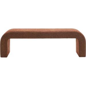 SAFAVIEH Couture Collection – Caralynn Brown Chenille Upholstered Bench, Modern Waterfall Curved Silhouette, Fully Assembled (SFV5027S)(Rust)