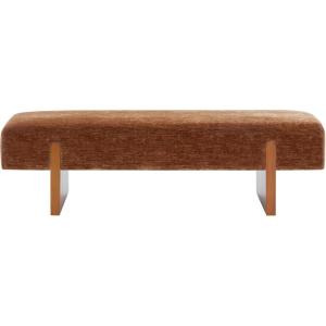 SAFAVIEH Couture Collection – Kandiss Amber Chenille Bench with Brown Wood Legs, Modern Upholstered Seating (SFV5117D)