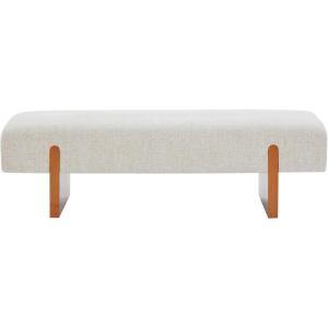 SAFAVIEH Couture Collection – Kandiss Taupe Chenille Bench with Brown Wood Legs, Modern Upholstered Seating (SFV5117B)