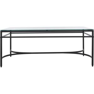 SAFAVIEH Couture Collection Abelard Black Iron/Tempered Glass Rectangle Cocktail Table
