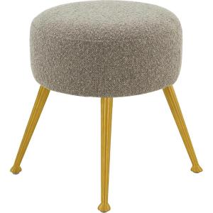 SAFAVIEH Couture Collection Anna Light Grey Boucle/Gold Footstool Ottoman(Light Grey/Gold)