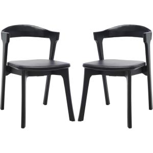SAFAVIEH Couture Collection Brylie Rustic Black Leather Chair Set of 2(Black)
