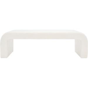 SAFAVIEH Couture Collection Caralynn Mid-Century Modern Ivory Boucle Bench (Fully Assembled)