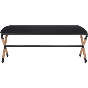 SAFAVIEH Couture Collection Carmelo Coastal Black Linen Hemp Wrapped Bench(Black)