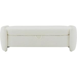 SAFAVIEH Couture Collection Danianna Light Brown Boucle Storage Ottoman (Fully Assembled)(Ivory)
