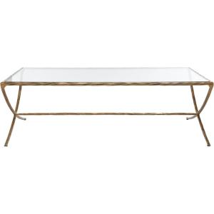 SAFAVIEH Couture Collection Debbie Brass Metal Rectangle Coffee Table (Fully Assembled)(Brass)