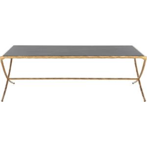 SAFAVIEH Couture Collection Debbie Brass Metal Rectangle Coffee Table (Fully Assembled)(Brass/Black)