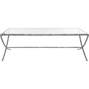 SAFAVIEH Couture Collection Debbie Brass Metal Rectangle Coffee Table (Fully Assembled)(Silver)