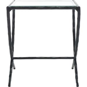 SAFAVIEH Couture Collection Debbie Silver Square Metal Accent Table (Fully Assembled)(Black)