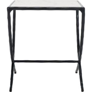 SAFAVIEH Couture Collection Debbie Silver Square Metal Accent Table (Fully Assembled)(Black/White)