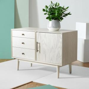 SAFAVIEH Couture Collection Elissa Mid-Century White Wash Small Entertainment Media Stand (Fits up to a 45″ Flatscreen TV)(White Washed)