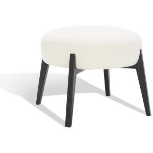 SAFAVIEH Couture Collection Emilynn Scandinavian Ivory Faux Shearling/Black Ottoman (Fully Assembled)