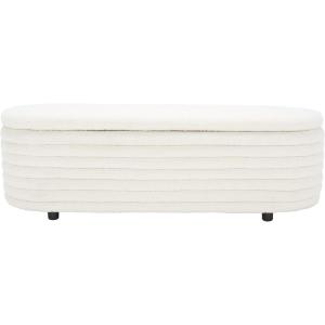 SAFAVIEH Couture Collection Jaymie Contemporary Ivory Boucle/Black Oval Storage Bench