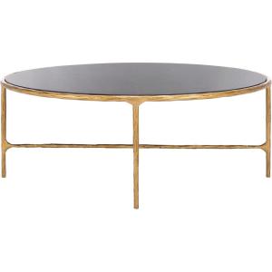 SAFAVIEH Couture Collection Jessa Silver Metal Oval Coffee Table (Fully Assembled)(Brass/Black)