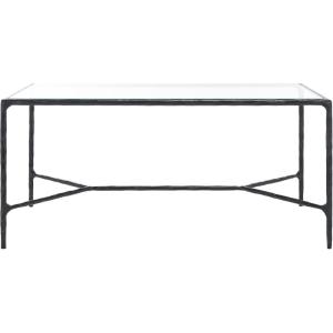 SAFAVIEH Couture Collection Jessa Silver Metal/Glass Top Rectangle Coffee Table (Fully Assembled)(Black)