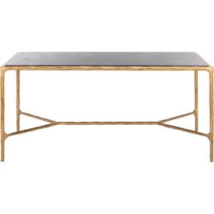 SAFAVIEH Couture Collection Jessa Silver Metal/Glass Top Rectangle Coffee Table (Fully Assembled)(Brass/Black)