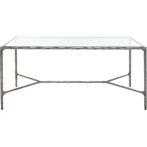 SAFAVIEH Couture Collection Jessa Silver Metal/Glass Top Rectangle Coffee Table (Fully Assembled)(Silver)