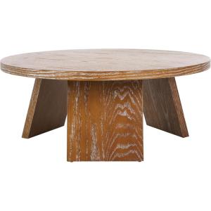 SAFAVIEH Couture Collection Julianna Mid-Century Modern Black Round Coffee Table(Rustic Oak)