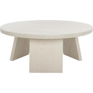 SAFAVIEH Couture Collection Julianna Mid-Century Modern Black Round Coffee Table(White Washed)