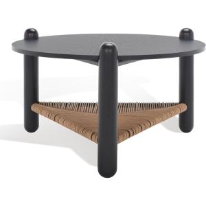 SAFAVIEH Couture Collection Macianna Black Woven Shelf Round Coffee Table