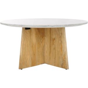 SAFAVIEH Couture Collection Madilynn Black Solid Wood Round Coffee Table(Natural/Light Grey)