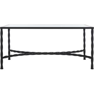 SAFAVIEH Couture Collection Matilda Black Iron/Tempered Glass Rectangle Coffee Table (Fully Assembled)