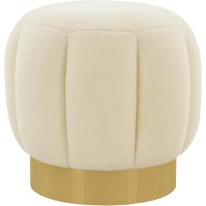SAFAVIEH Couture Collection Maxine Cream Boucle/Gold Channel Tufted Ottoman (Fully Assembled)