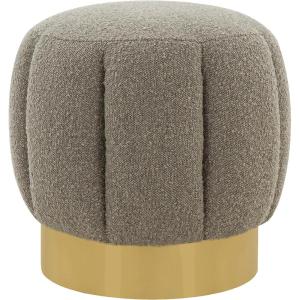 SAFAVIEH Couture Collection Maxine Light Grey Boucle/Gold Channel Tufted Ottoman (Fully Assembled)