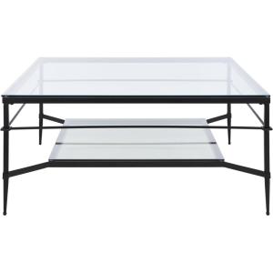 SAFAVIEH Couture Collection Mieka Black Iron/Tempered Glass Square Cocktail Table